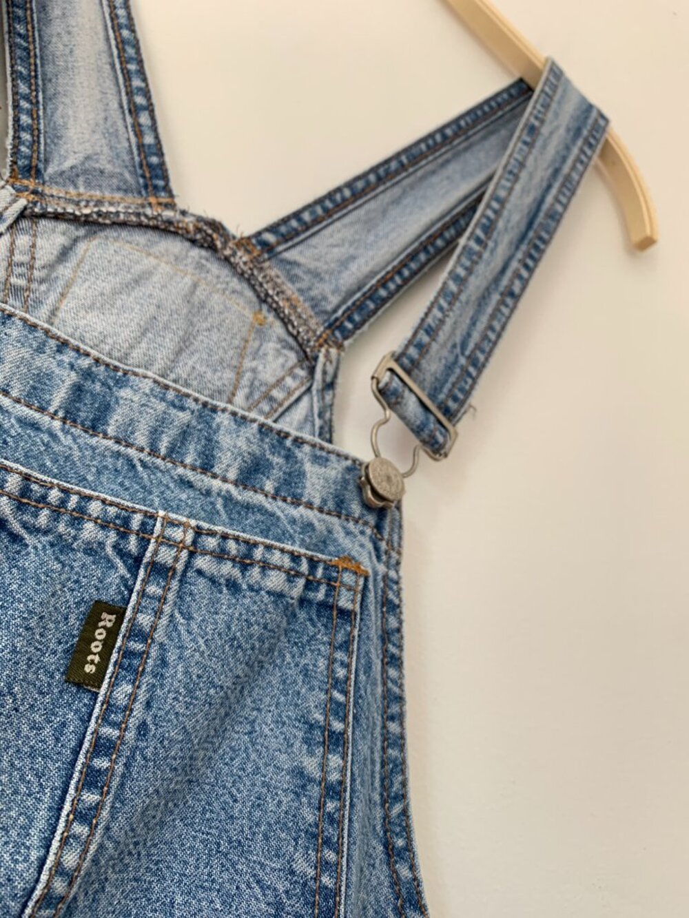 vintage 00s roots blue denim overalls - Picture 2 of 5